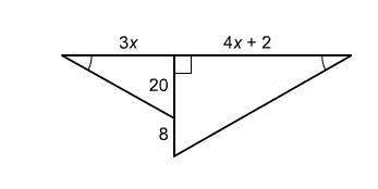 the two triangles are similar. what is the value of x?  enter your answer i