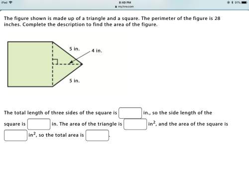 The figure shown is made up of a triangle and a square. the perimeter of the figure is 28 inches. co