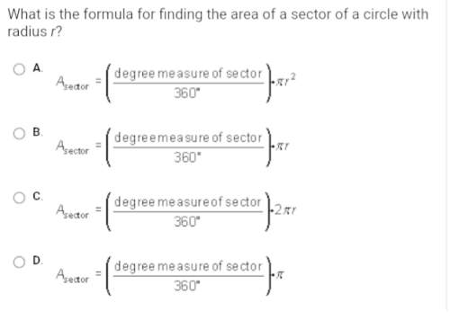 What is the formula for finding the area of a circle with radius r?