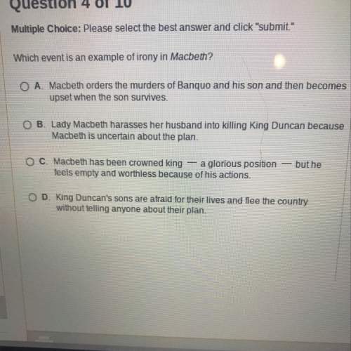 Which event is an example or irony in macbeth?