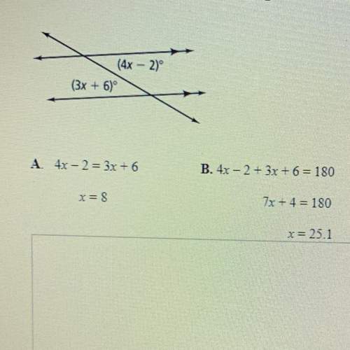 Which solution for the value of x in the figure below is incorrect? explain (4x - 2) (3