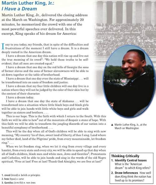 "i have a dream" speech in a paragraph, explain what is the "american dream" to which ki