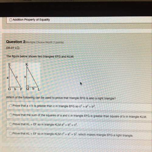Which of the following can be used to prove that triangle efg is a right triangle