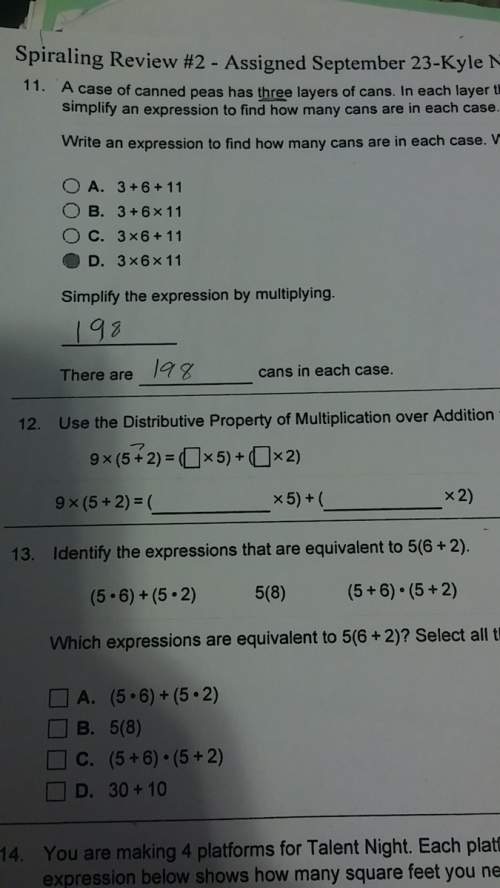 Use the distributed property of multiplication over addition to find each missing number .im asking