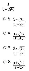 Which choice is equivalent to the fraction below when x is an appropriate value? hint: rationalize