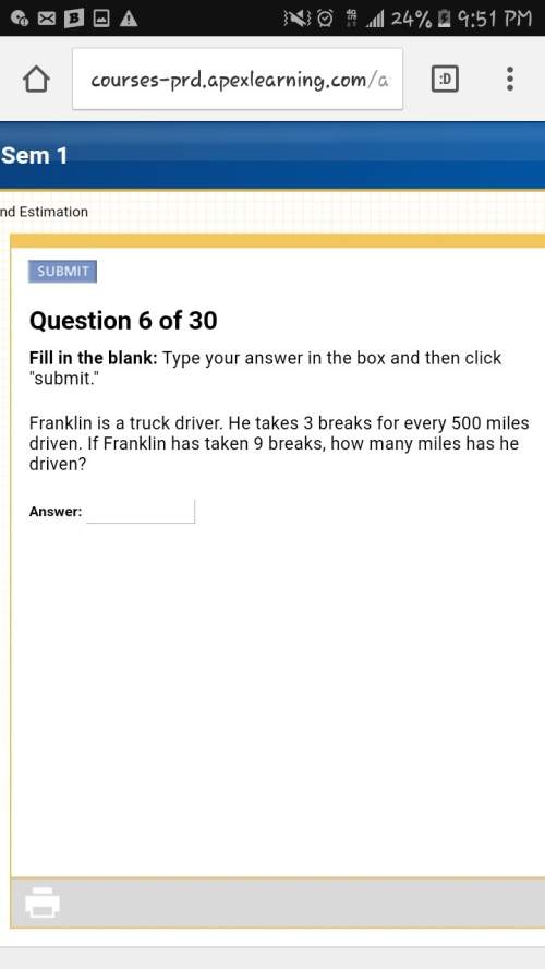 Franklin is a truck driver. he takes 3 breaks for every 500 miles driven. if franklin has taken 9 br