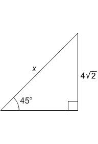 What is the value of x?  1)4 2)4√2 3)8 4)8√2