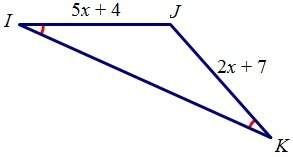 If angle i is congruent to angle k, find jk.