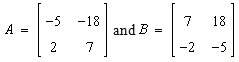 are matrices a and b inverses?