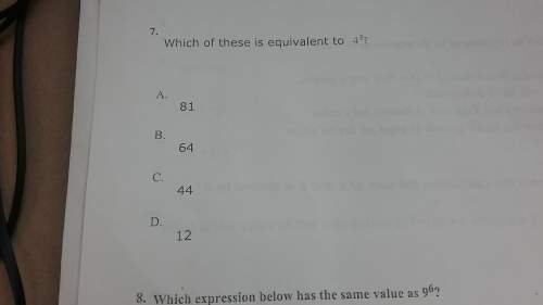 Which of these is equialent to 4 to the power of 3