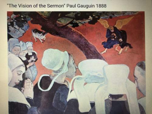 In this work by paul gauguin, the white bonnets of the figures on the left  a) are balanced by