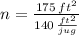 n = \frac{175\,ft^{2}}{140\,\frac{ft^{2}}{jug} }