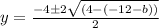 y = \frac{-4\±2\sqrt{(4 - (-12-b))}}{2}