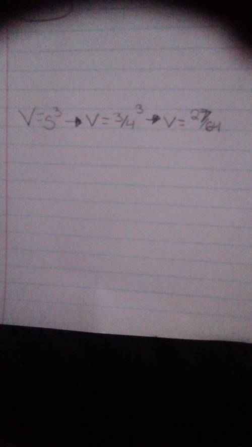 Use the formula v = s³, where v is the volume and s is the edge length of the cube, to solve this pr