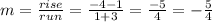 m=\frac{rise}{run}=\frac{-4-1}{1+3}=\frac{-5}{4} =-\frac{5}{4}