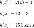 h(x) = 2(6)+ 3\\\\h(x) = 12 + 3\\\\h(x) = 15 inches