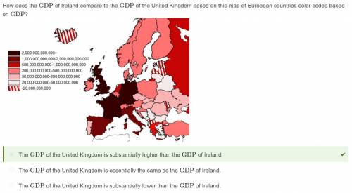 How does the GDP of Ireland compare to the GDP of the United Kingdom based on this map of European c