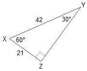 Given right triangle xyz what is the value of tan 60°