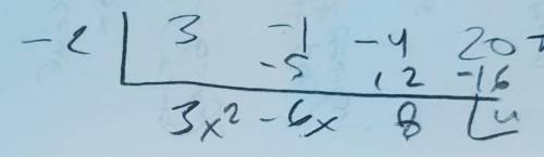 What is the result when 3x^3-x^2-4x+20 is divided by x+2?