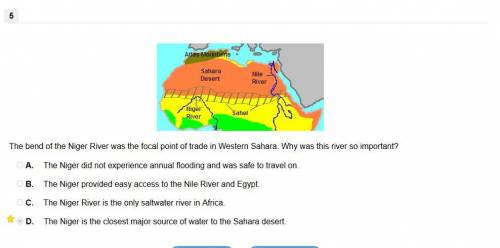 The bend of the niger river was the focal point of trade in western sahara. why was this river so im