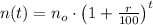 n(t) = n_{o}\cdot \left(1+\frac{r}{100} \right)^{t}