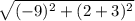 \sqrt{(-9)^{2}+(2+3)^{2}}