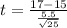 t = \frac{ 17 - 15 }{\frac{5.5}{\sqrt{25} } }