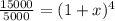 \frac{15000}{5000} =(1+x)^4