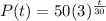 P(t)=50(3)^{\frac{t}{30} }