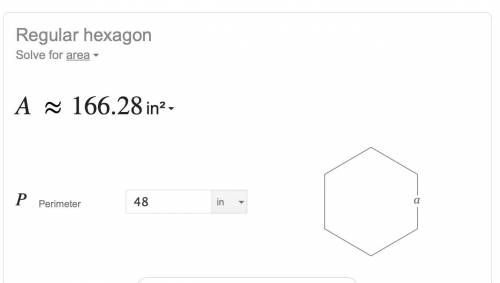 Find the area of a regular hexagon with the given measurement of 48 inch perimeter