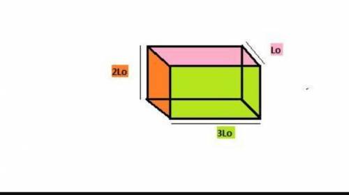 The block in the drawing has dimensions L0×2L0×3L0,where L0 =0.5 m. The block has a thermal conducti