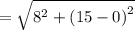 =\sqrt{8^2+\left(15-0\right)^2}