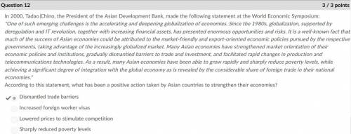 In 2000, tadao chino, the president of the asian development bank, made the following statement at t