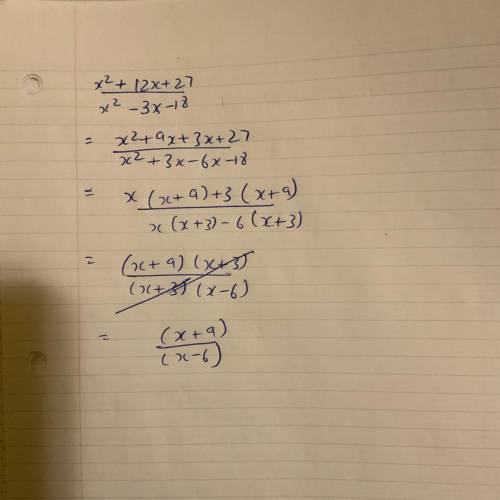 X^2+12x+27/x^2-3x-18 how to solve step by step