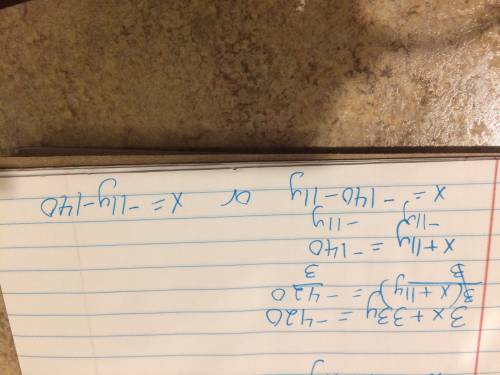 Jeremy wrote this equivalent equation to solve for x=-11y-140 which of these equations might have be