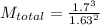 M_{total}=\frac{1.7^{3}}{1.63^{2}}