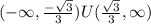(- \infty,\frac{-\sqrt{3} }{3} )U(\frac{\sqrt{3} }{3} , \infty)