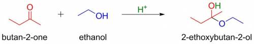 (a) draw the neutral organic product when butanone reacts with 1 equivalent of ethanol in acidic sol