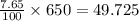 \frac{7.65}{100} \times 650=49.725
