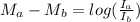 M_{a} - M_{b} = log(\frac{I_{a}}{I_{b}})