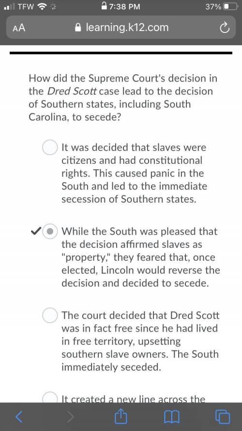 How did the Supreme Court's decision in the Dred Scott case lead to the decision of Southern states,