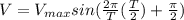 V=V_{max}sin(\frac{2\pi}{T} (\frac{T}{2})+\frac{\pi}{2})