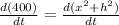 \frac{d(400)}{dt} = \frac{d(x^{2} + h^{2})}{dt}