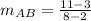 m_{AB} = \frac{11-3}{8-2}