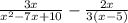\frac{3x}{x^2-7x+10}-\frac{2x}{3(x-5)}