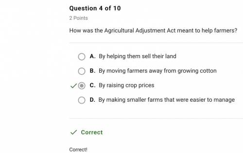 How was the agricultural adjustment act meant to  farmers apex?