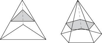 What is the shape of the cross section parallel to the base of the triangular pyramid?
