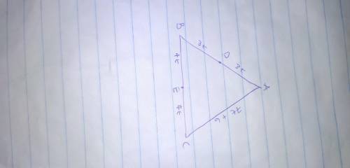 Points D and E are midpoints of the sides of triangle ABC. The perimeter of the triangle is 48 units