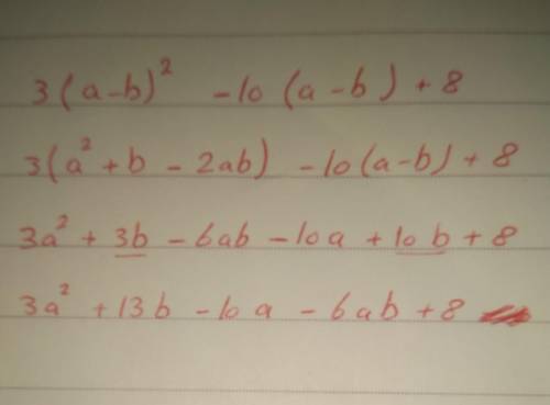 Factorize :- 3( a - b )² - 10( a - b) +8( Plzzz show in detail )