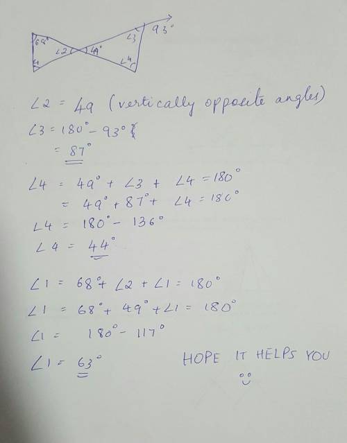 What are the measurements of angles 1,2,3,4 ?